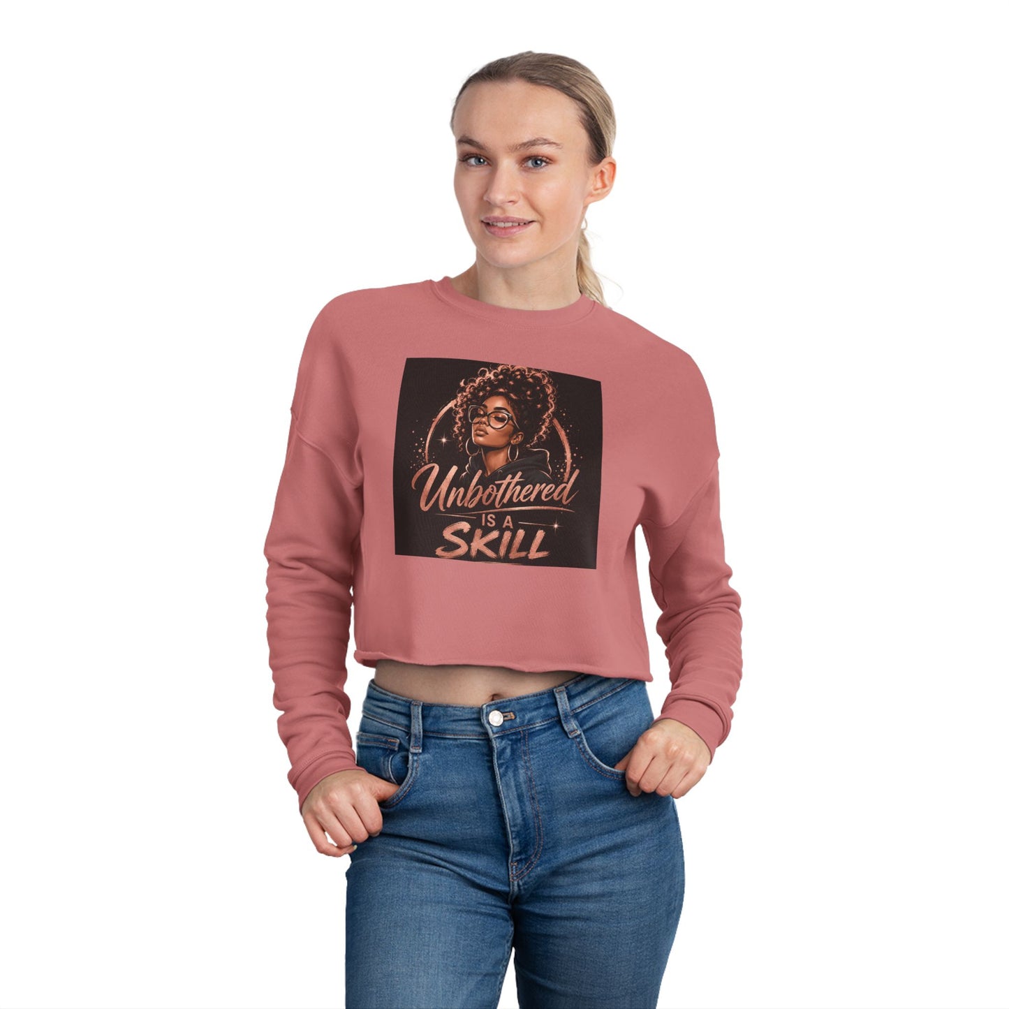 Unbothered & Unshaken Cropped Sweatshirt — Women's Motivational Crop
