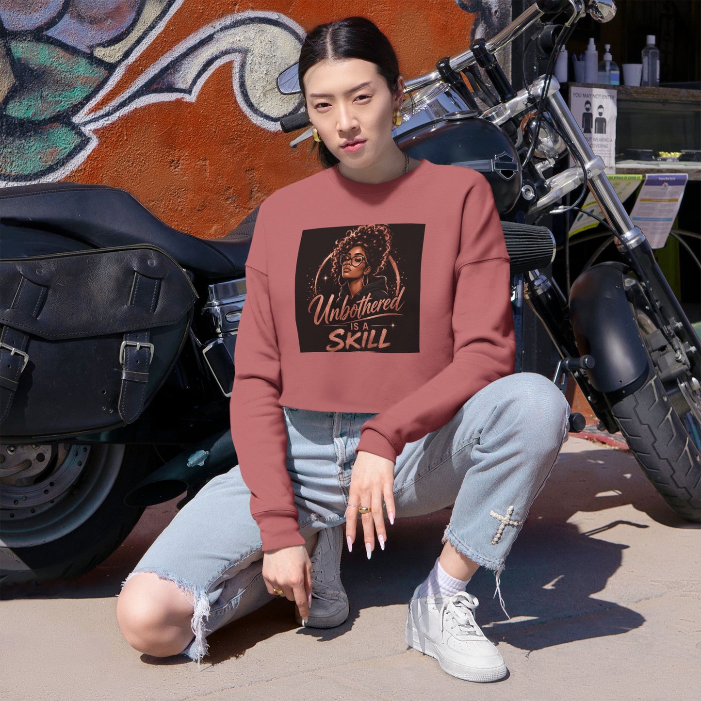 Unbothered & Unshaken Cropped Sweatshirt — Women's Motivational Crop
