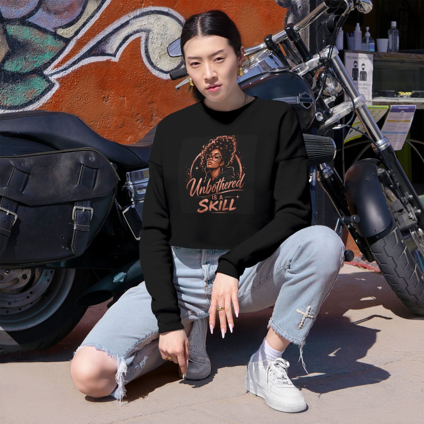 Unbothered & Unshaken Cropped Sweatshirt — Women's Motivational Crop